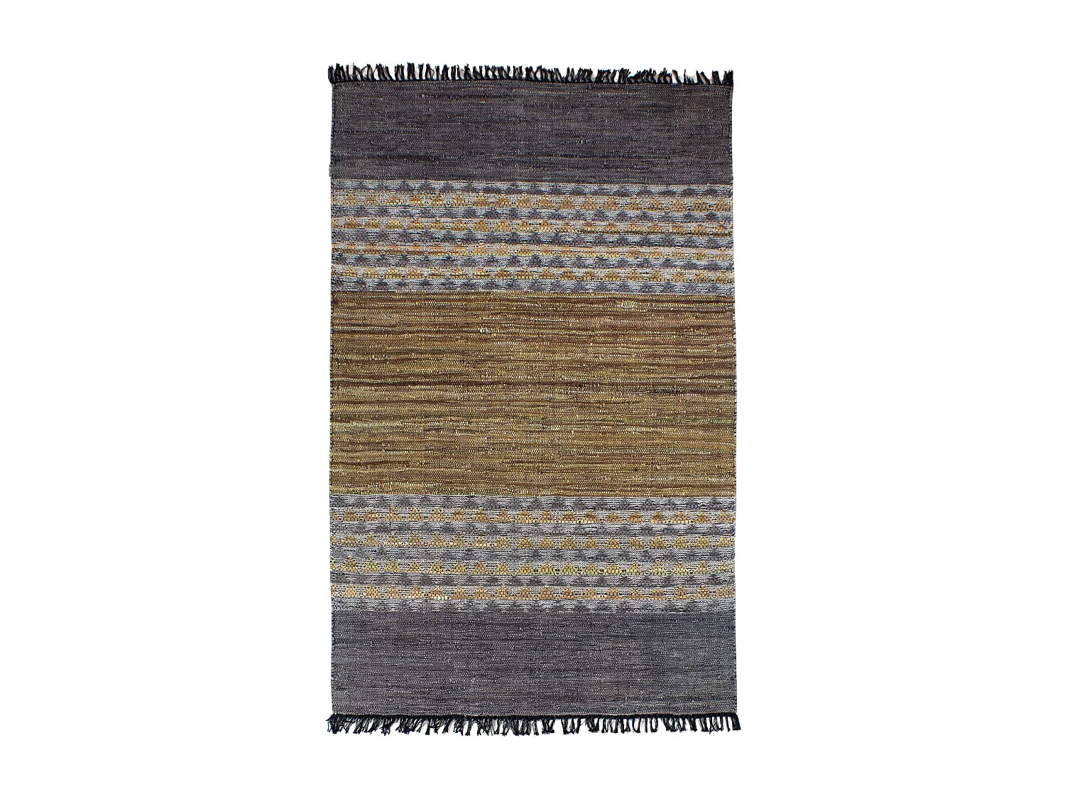 Now's Home - Tapis En Cuir Recycle Et Coton Tisse Main 150x240cm  Adana