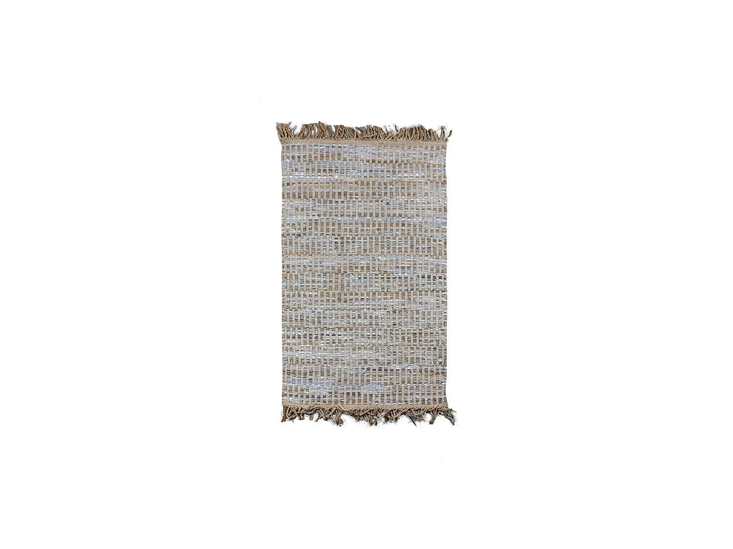 Now's Home - Tapis En Cuir Jute Et Coton Tisse A La  Main Taupe 90x150cm Altay