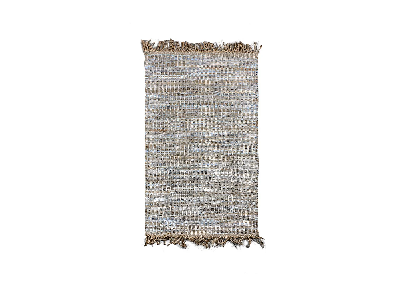 Now's Home - Tapis En Cuir Jute Et Coton Tisse à La  Main Taupe 90x150cm Altay