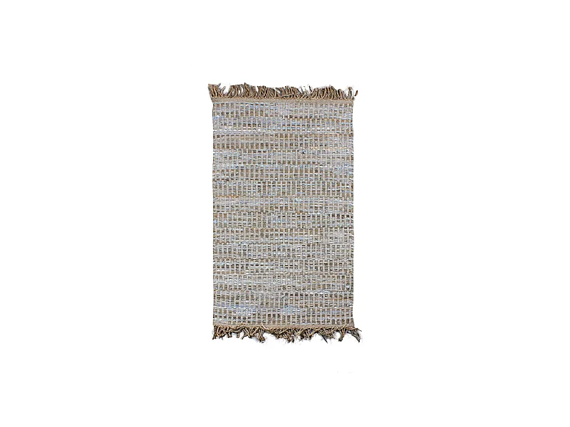 Now's Home - Tapis En Cuir Jute Et Coton Tisse A La  Main Taupe 90x150cm Altay
