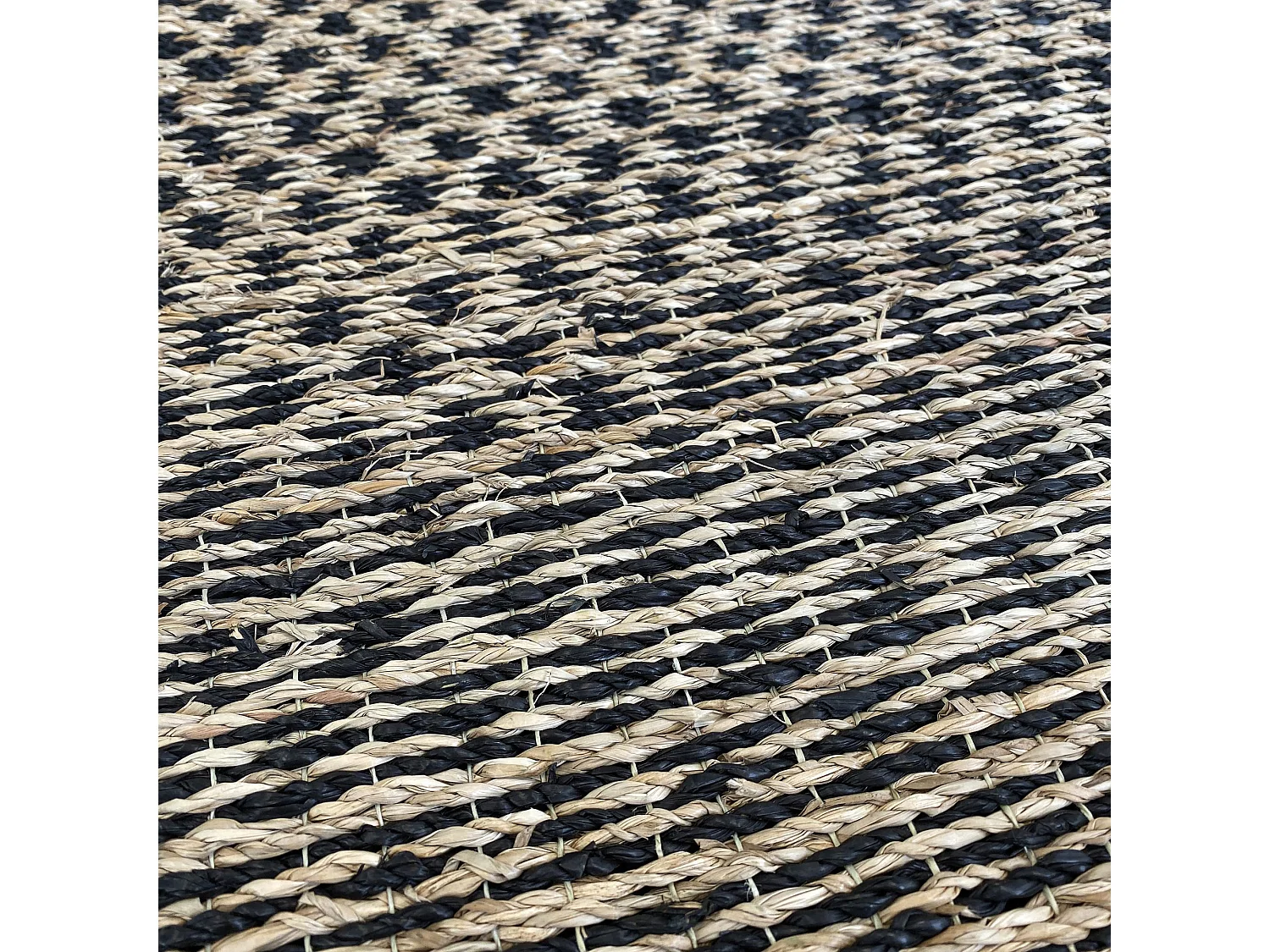 Now's Home - Tapis En Osier Couleur Naturel & Noir 100x150cm Phiphi