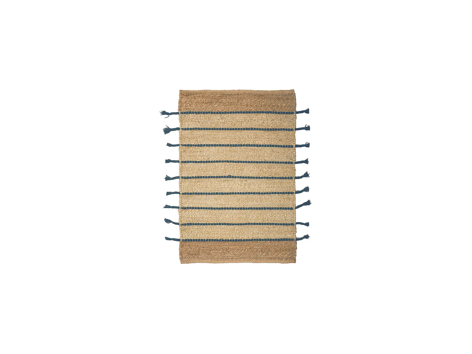 Now's Home - Tapis Beige/ecru Rayures Bleu En Jute Et Coton 80x60cm Didim