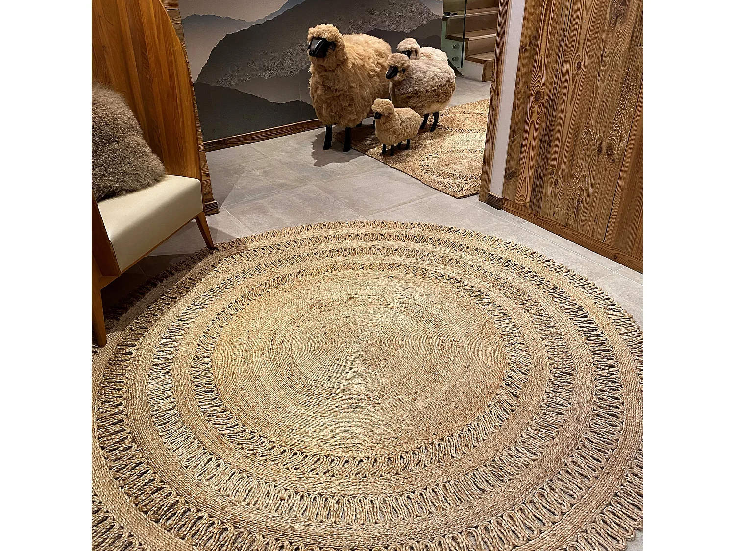 Now's Home - Tapis En Jute Naturelle Tresse A La Main Diametre 220cm Jerico