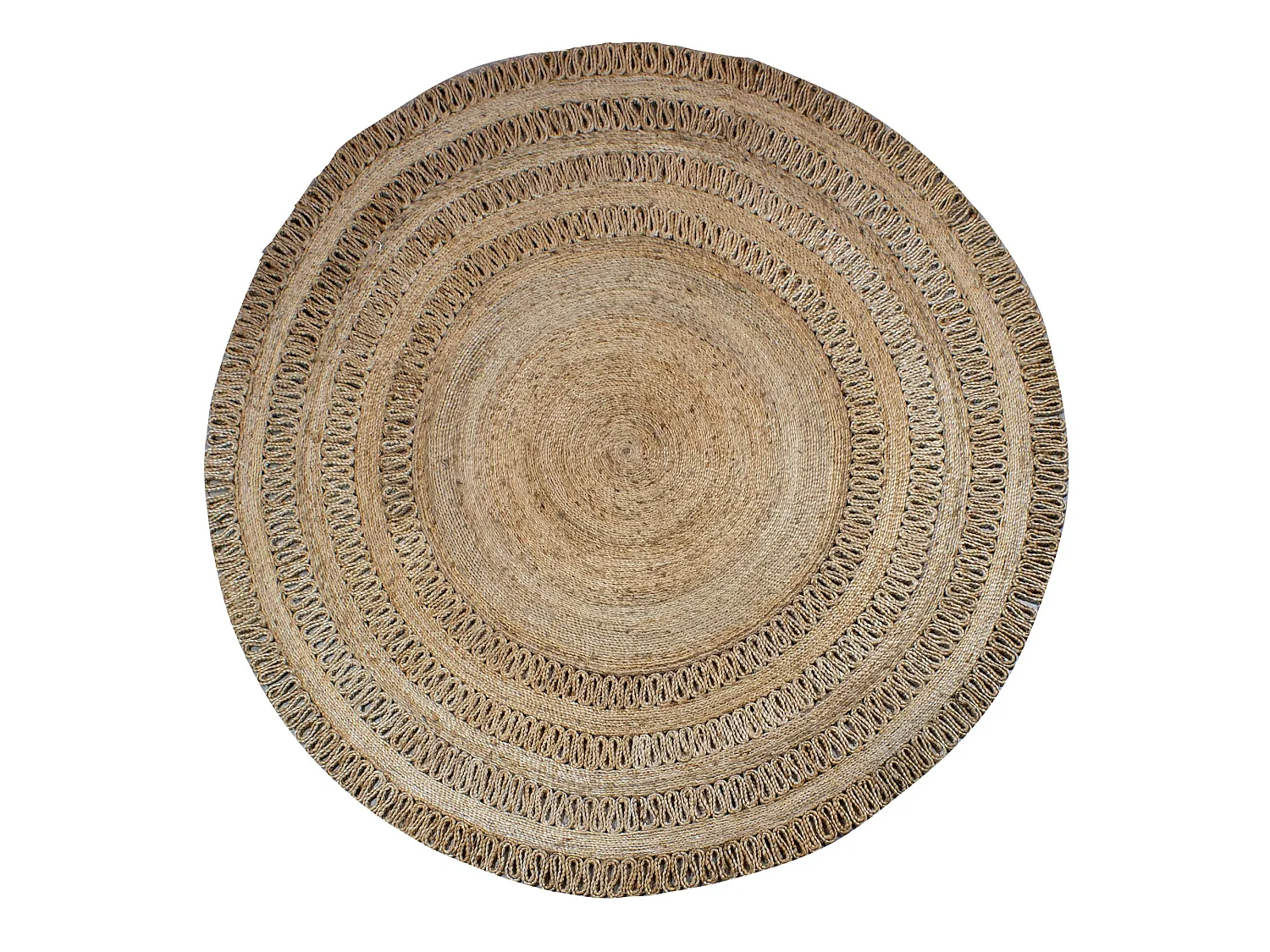 Now's Home - Tapis En Jute Naturelle Tresse A La Main Diametre 220cm Jerico