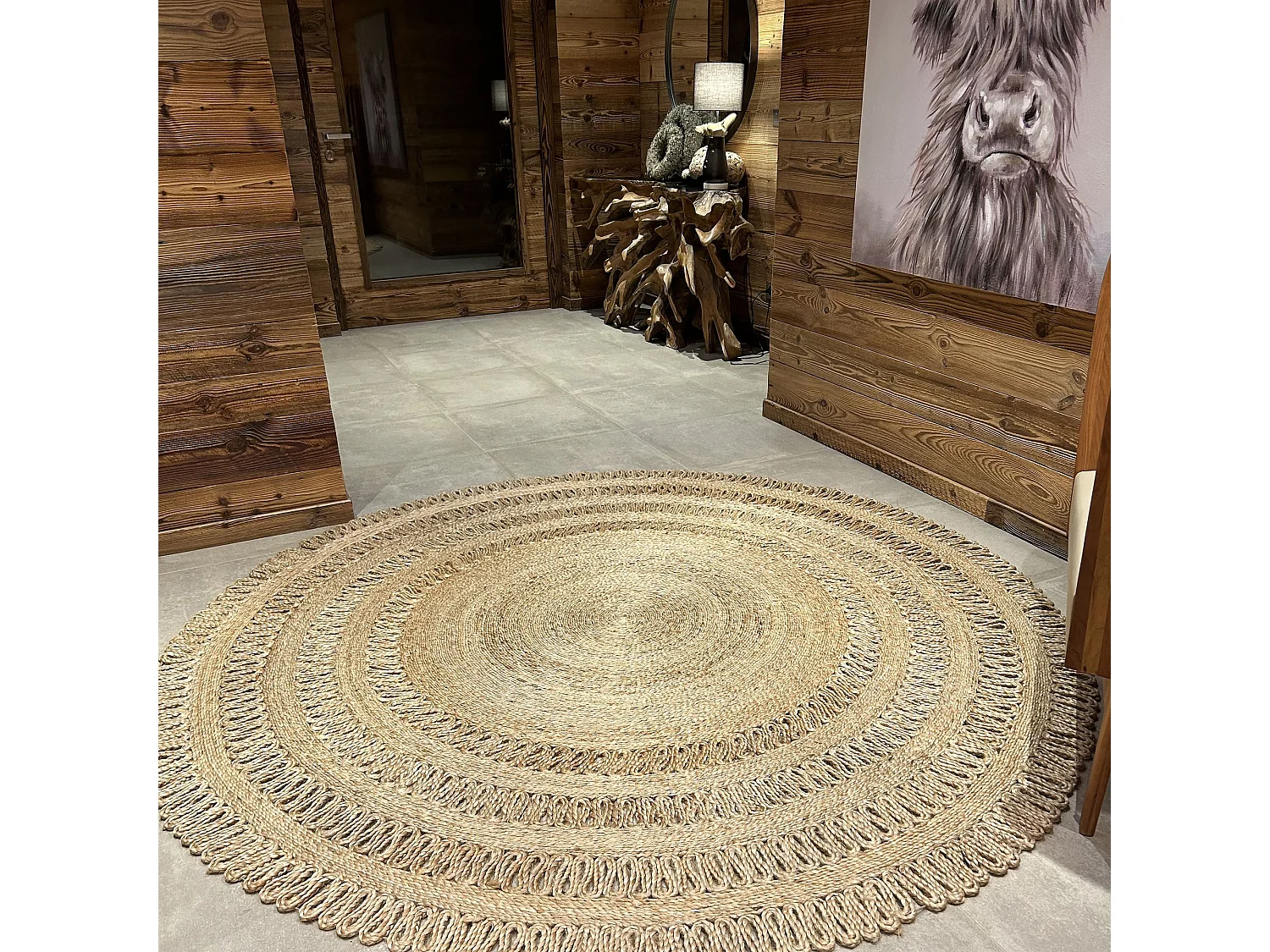 Now's Home - Tapis En Jute Naturelle Tresse A La Main Diametre 220cm Jerico