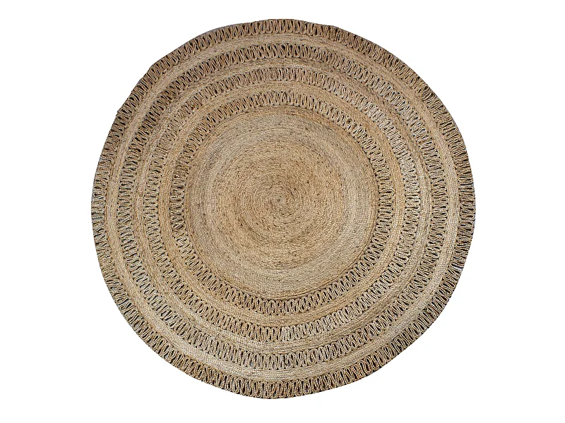 Now's Home - Tapis En Jute Naturelle Tresse A La Main Diametre 220cm Jerico
