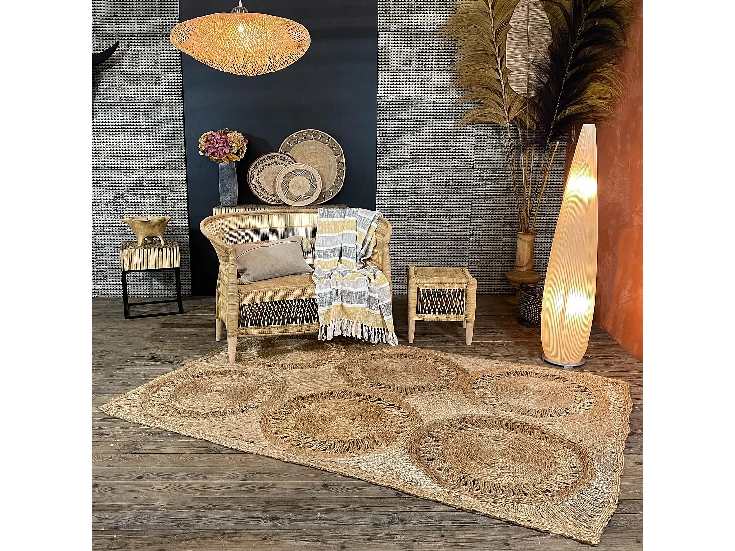Now's Home - Tapis En Jute Naturelle Tresse A  La  Main 150x220cm Jerico