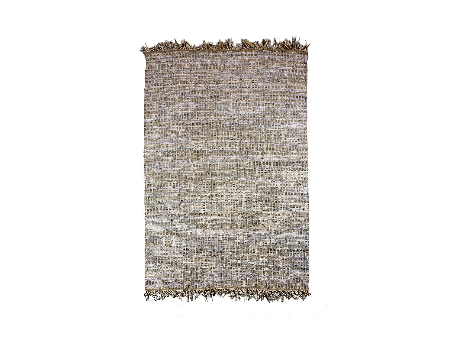 Now's Home - Tapis En Cuir Jute Et Coton Tisse A  La  Main Taupe 160x230cm Altay
