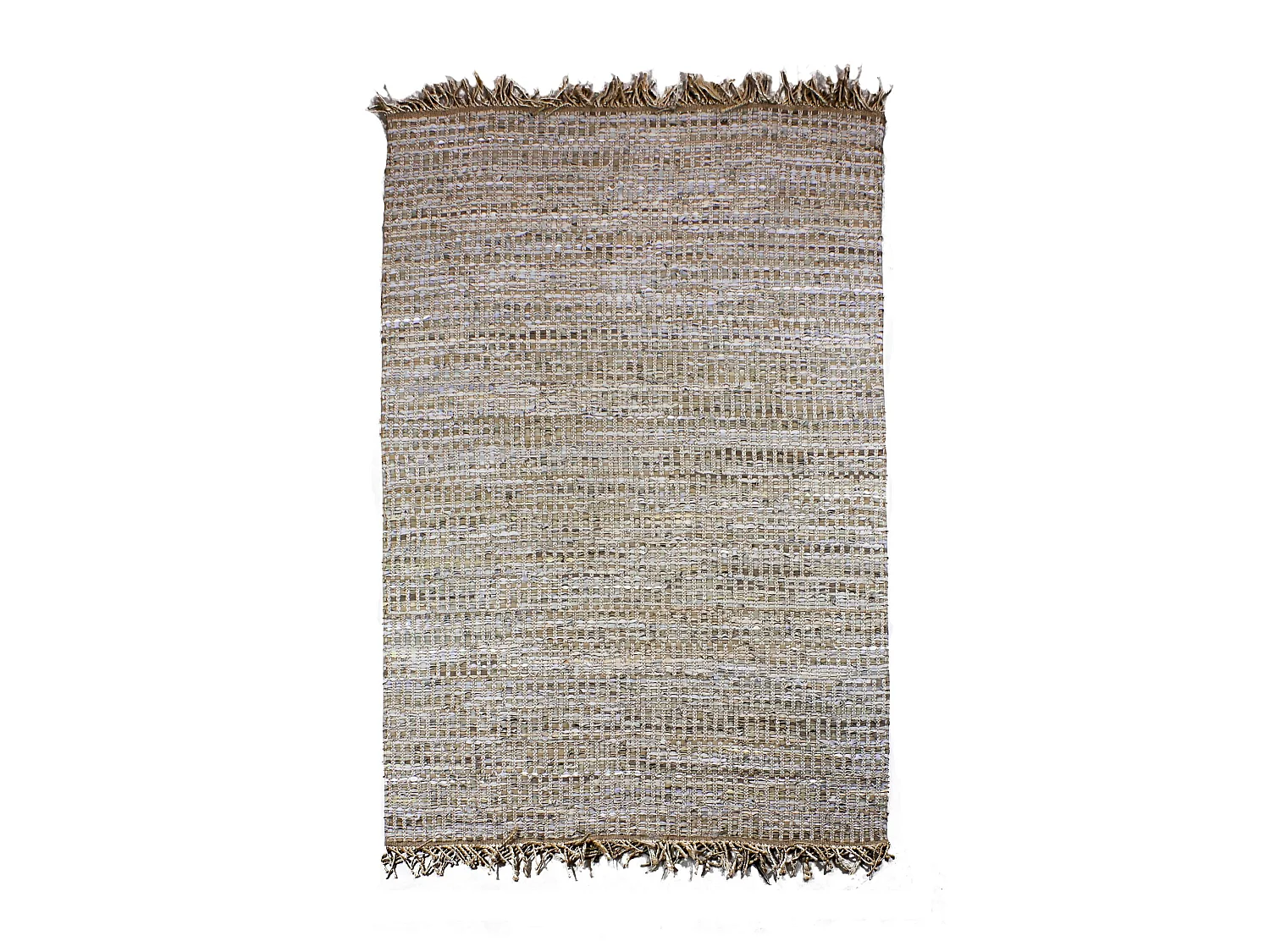 Now's Home - Tapis En Cuir Jute Et Coton Tisse A  La  Main Taupe 160x230cm Altay