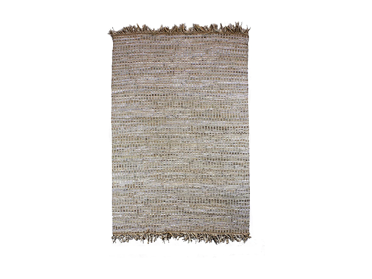 Now's Home - Tapis En Cuir Jute Et Coton Tisse A  La  Main Taupe 160x230cm Altay