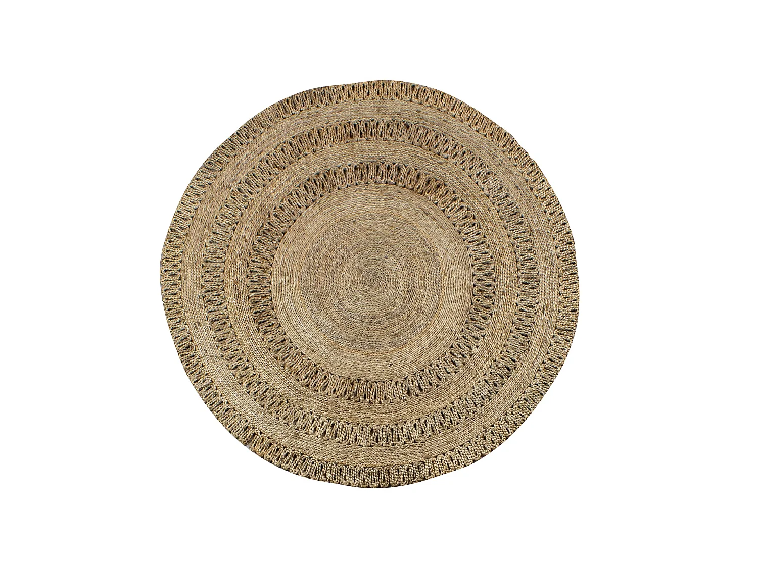 Now's Home - Tapis En Jute Naturelle Tresse A  La  Main Diametre 140cm Jerico