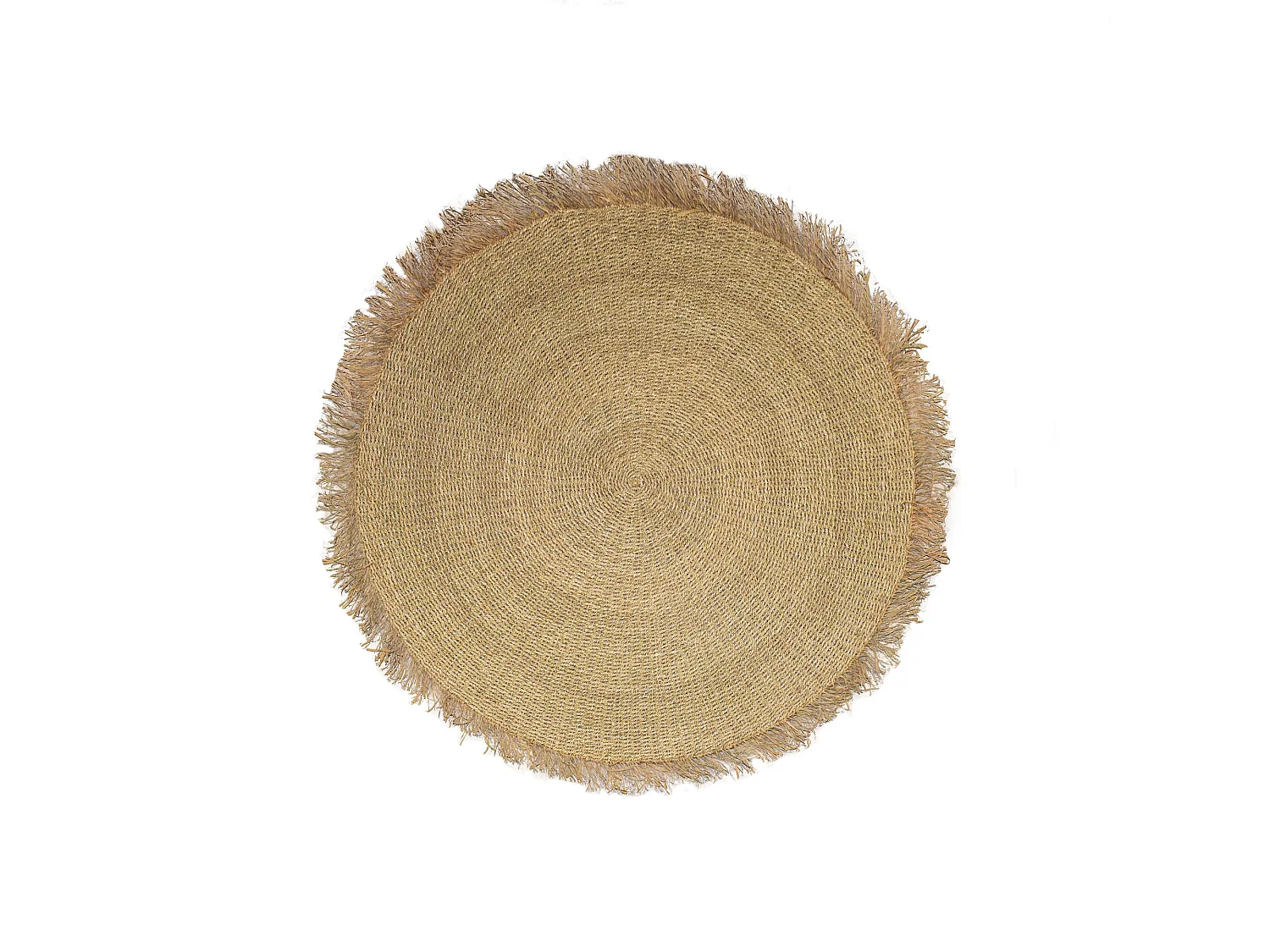 Now's Home - Tapis Rond En Fibres Naturelles De Mendong Frange D180cm Serifos