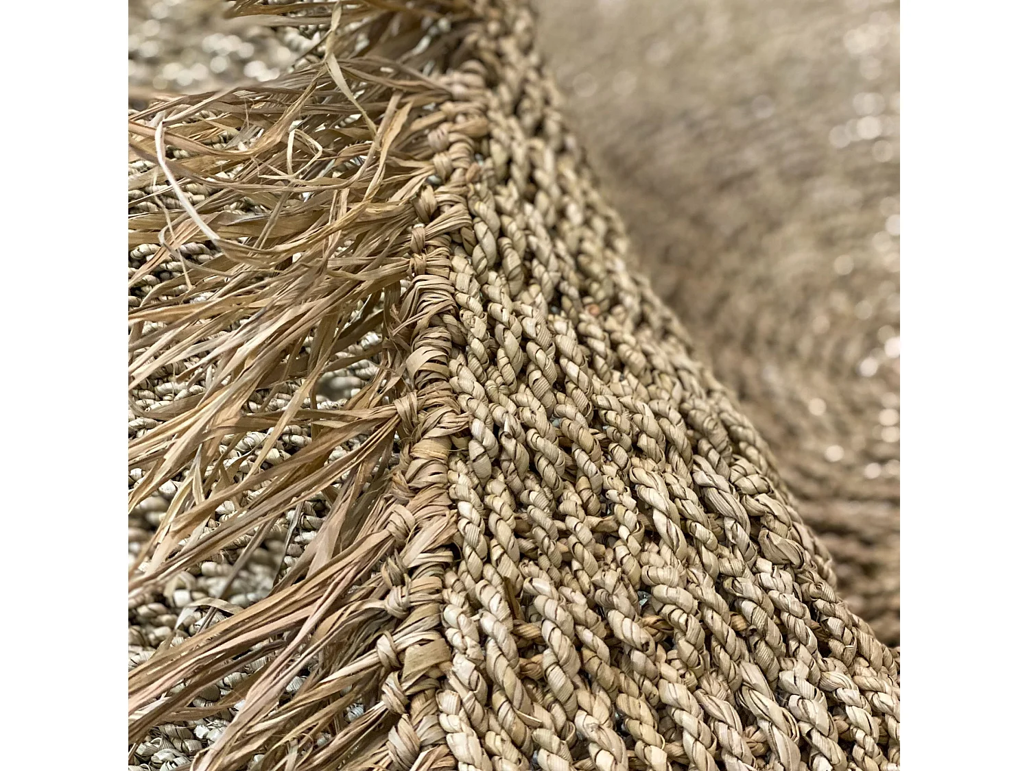 Now's Home - Tapis Rond En Fibres Naturelles De Mendong Frange D180cm Serifos