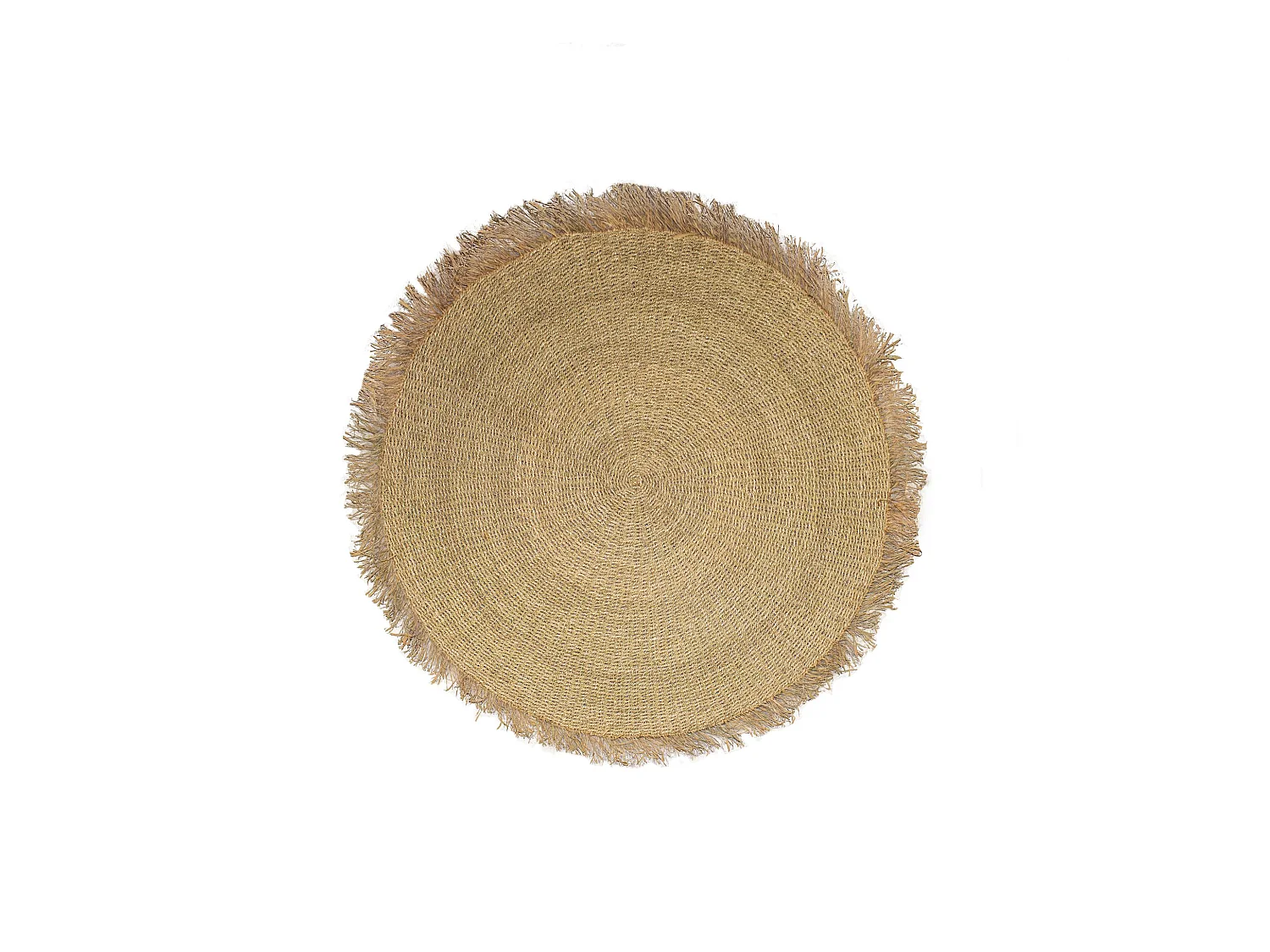 Now's Home - Tapis Rond En Fibres Naturelles De Mendong Frange D180cm Serifos