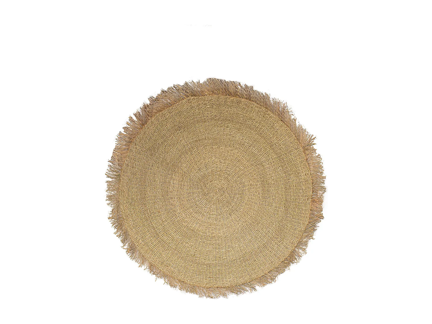 Now's Home - Tapis Rond En Fibres Naturelles De Mendong Frange D180cm Serifos