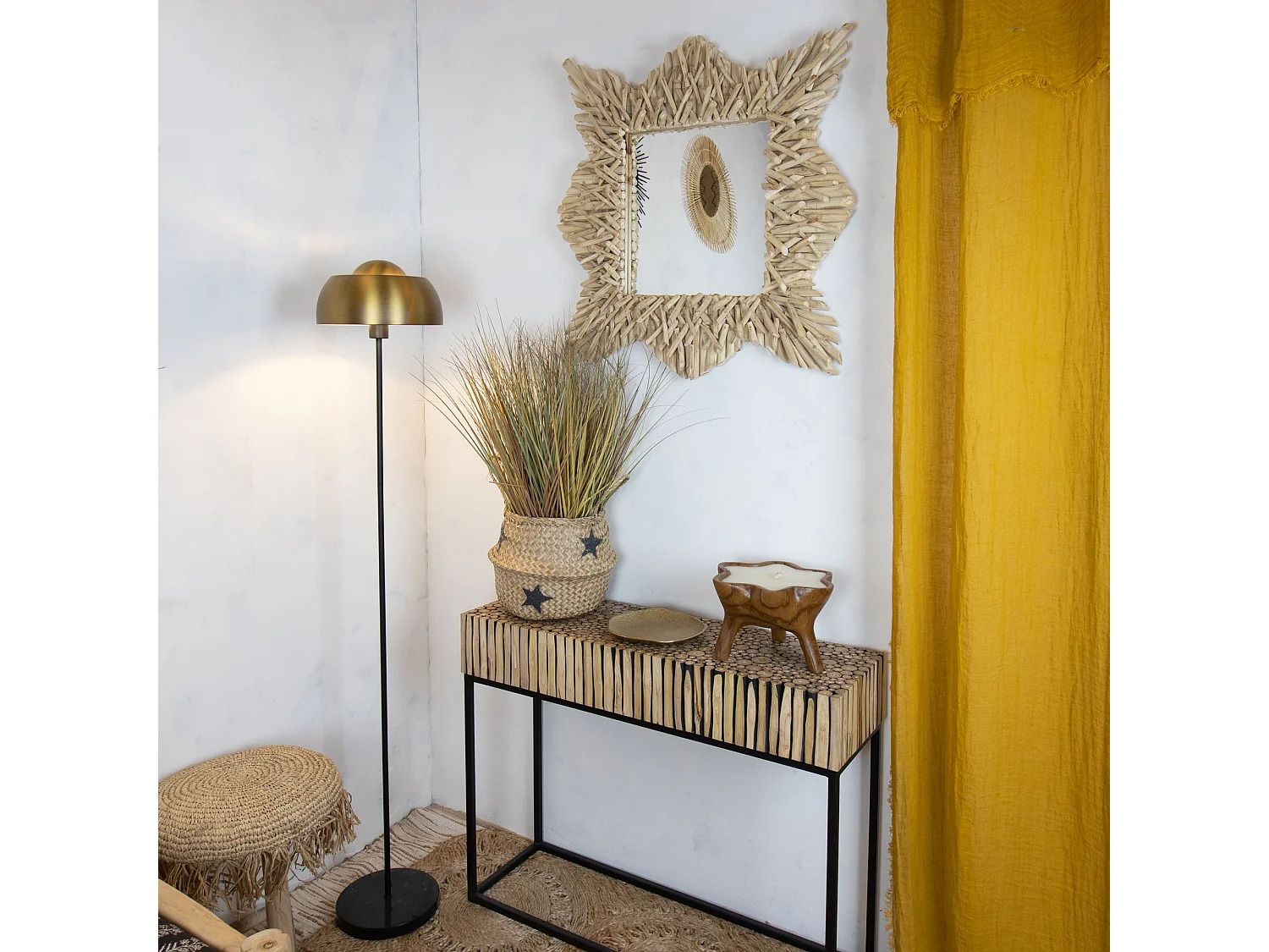 Now's Home - Miroir En Branches De Teck 80x80cm Koh Lanta