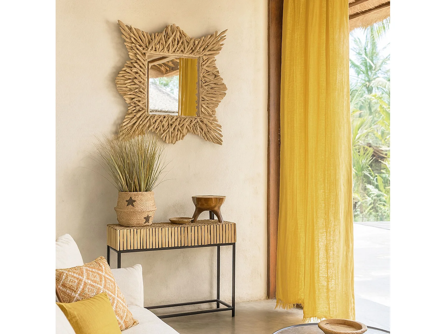 Now's Home - Miroir En Branches De Teck 80x80cm Koh Lanta