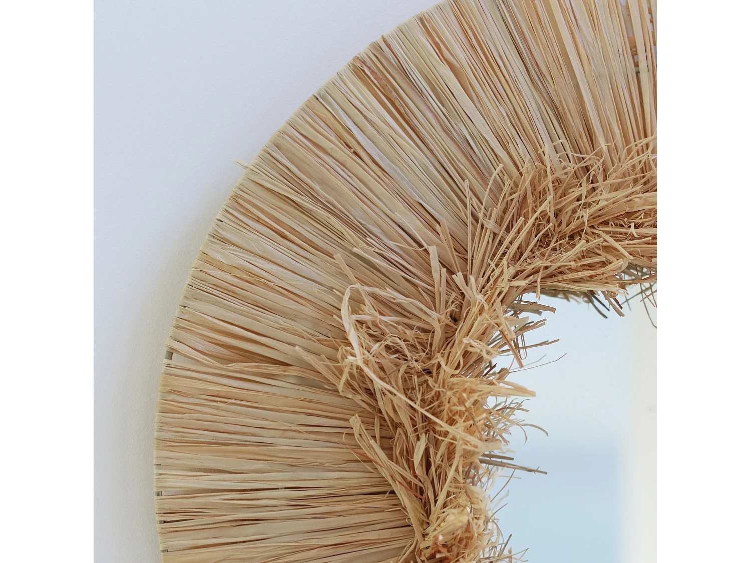 Now's Home - Miroir Rond En Raphia Naturel Fait Main Diametre 55cm El Nido