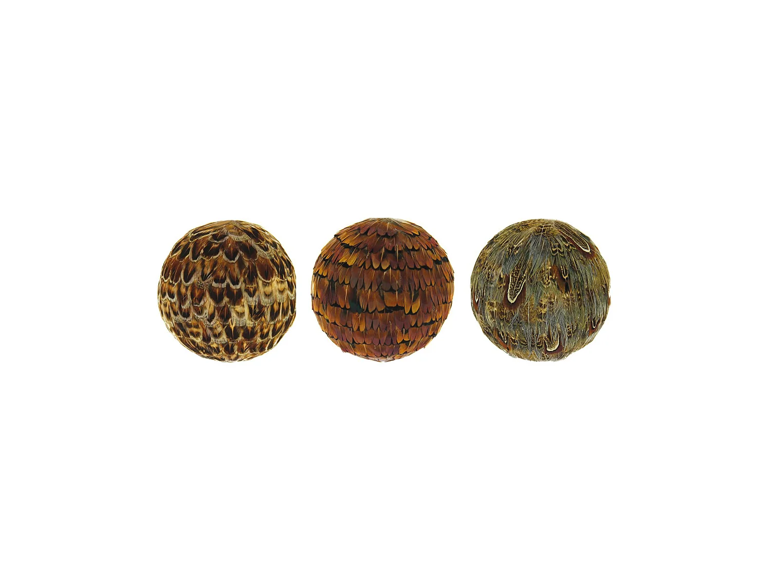 Now's Home - Assortiment De 3 Boules Decoratives En Plume De Faisan O10cm Fagiano