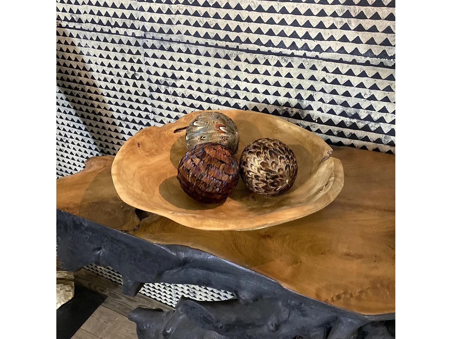 Now's Home - Assortiment De 3 Boules Decoratives En Plume De Faisan O10cm Fagiano