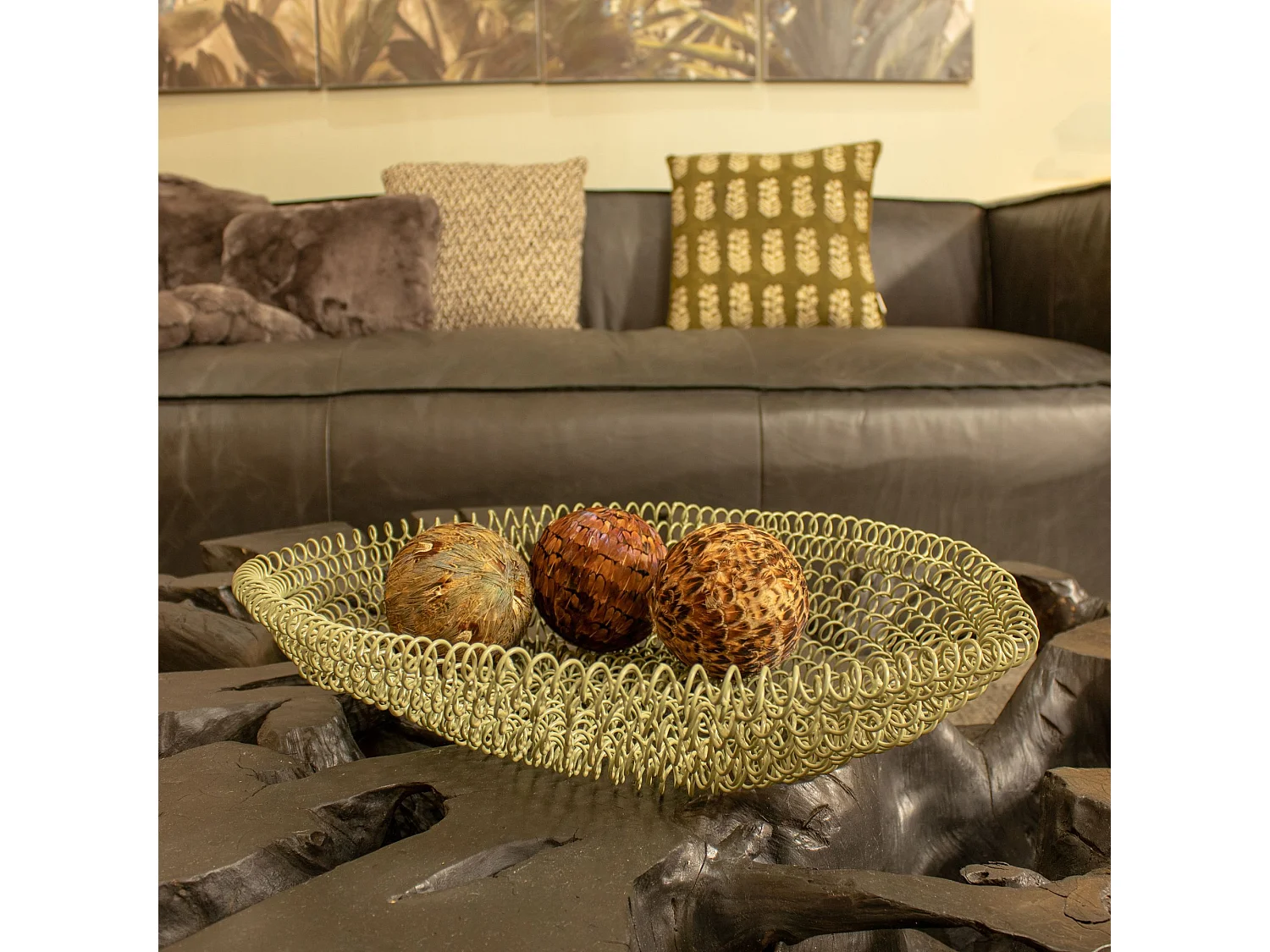 Now's Home - Assortiment De 3 Boules Decoratives En Plume De Faisan O10cm Fagiano