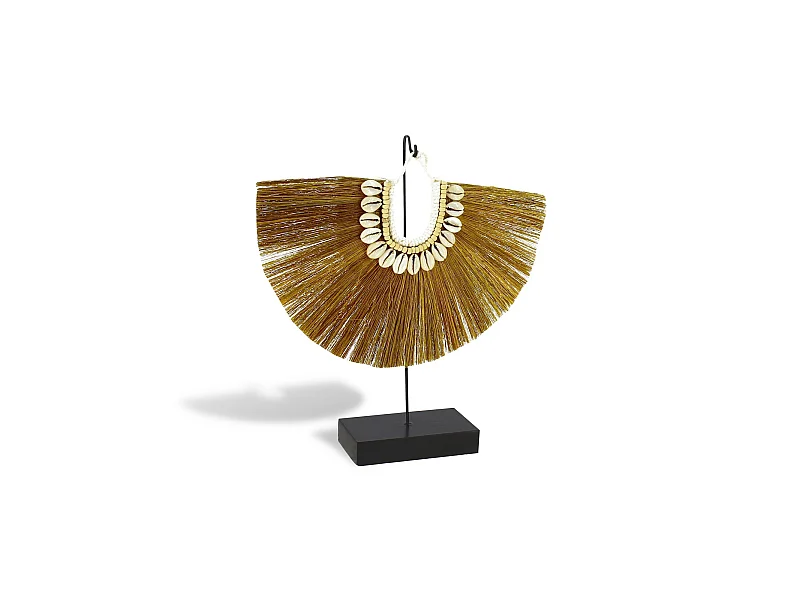 Now's Home - Collier En Mendong Et Coquillages Sur Socle En Metal H33cm Kim