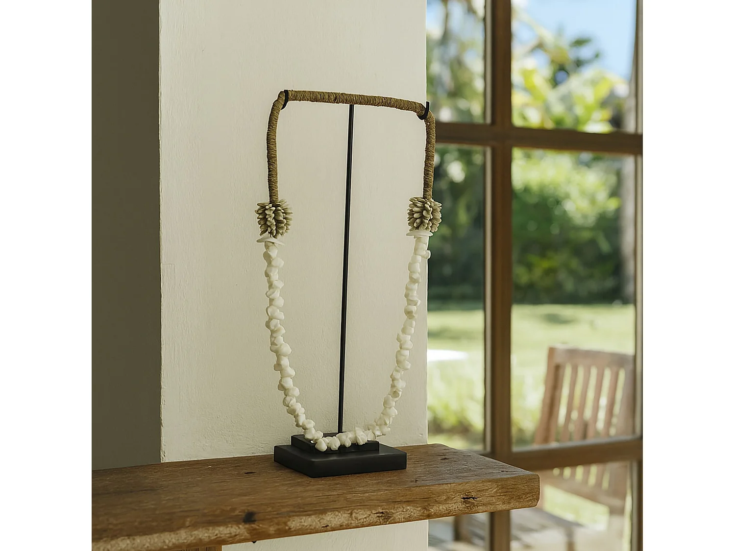 Now's Home - Collier De Coquillages Sur Socle En Metal H38cm Dao