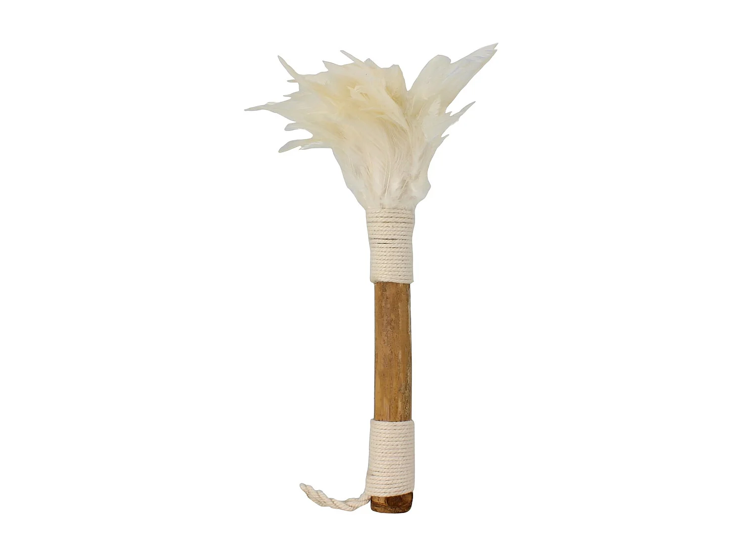 Now's Home - Plumeau Blanc Décoratif En Bambou Et Plumes 25x28x44 Cm Kemoa