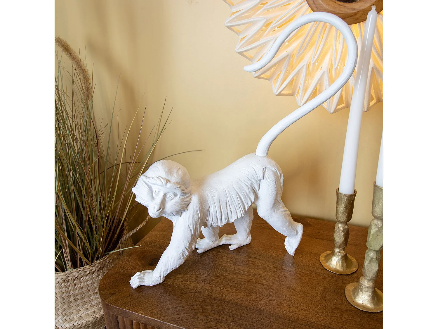 Now's Home - Singe Blanc En Resine 30.5x11.3x41cm Mico