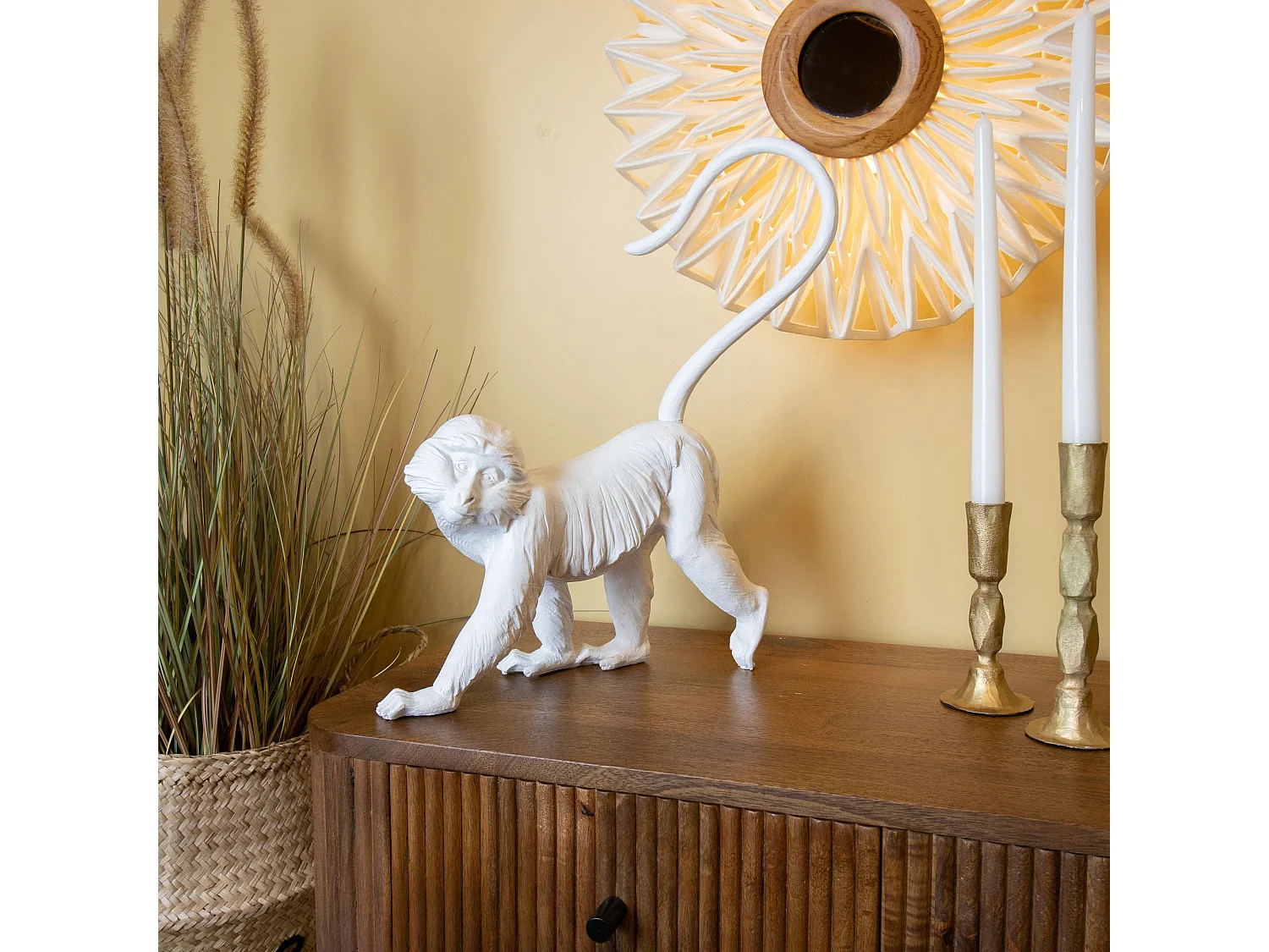 Now's Home - Singe Blanc En Resine 30.5x11.3x41cm Mico