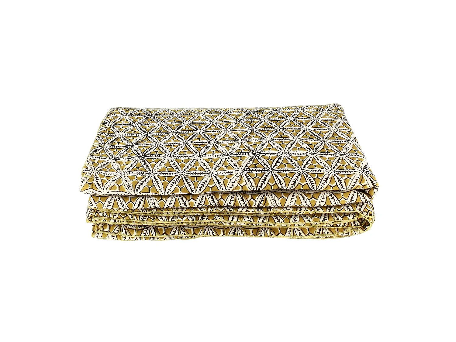 Now's Home - Courte Pointe En Coton Imprime Jaune Moutarde 110x160cm Housnia