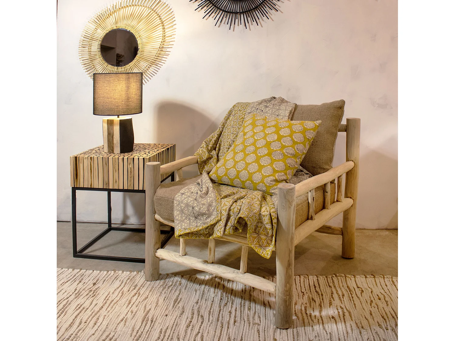 Now's Home - Courte Pointe En Coton Imprimé Jaune Moutarde 110x160cm Housnia