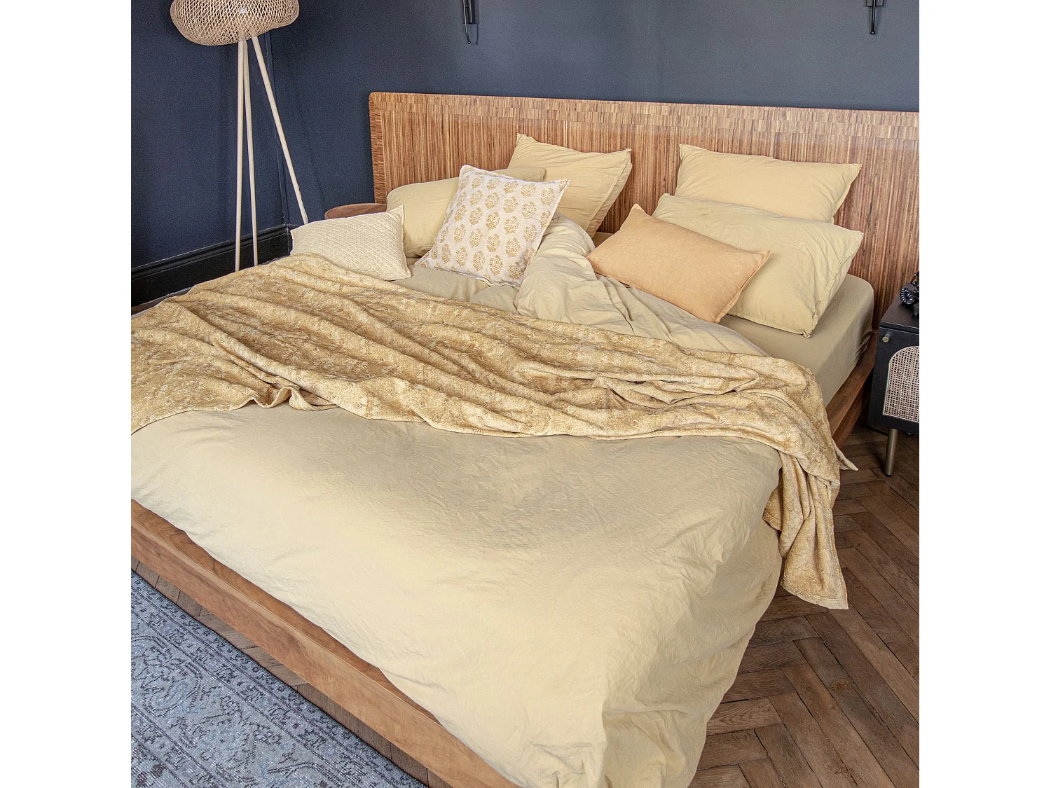 Now's Home - Courte Pointe En Kilim Tisse En Relief  Jaune 140x220cm Byzance