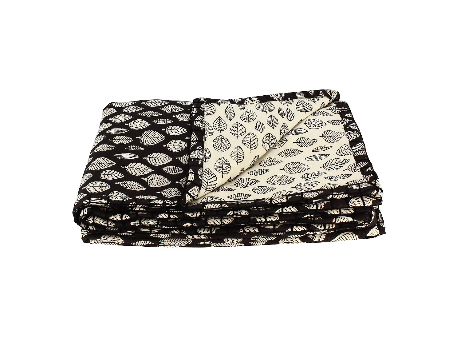 Now's Home - Courte Pointe En Coton Imprime Noir/ecru 110x160cm Alia