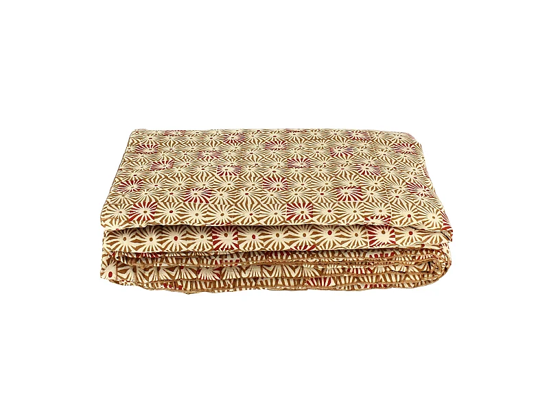 Now's Home - Courte Pointe En Coton Imprime Camel/brique 110x160cm Aswini