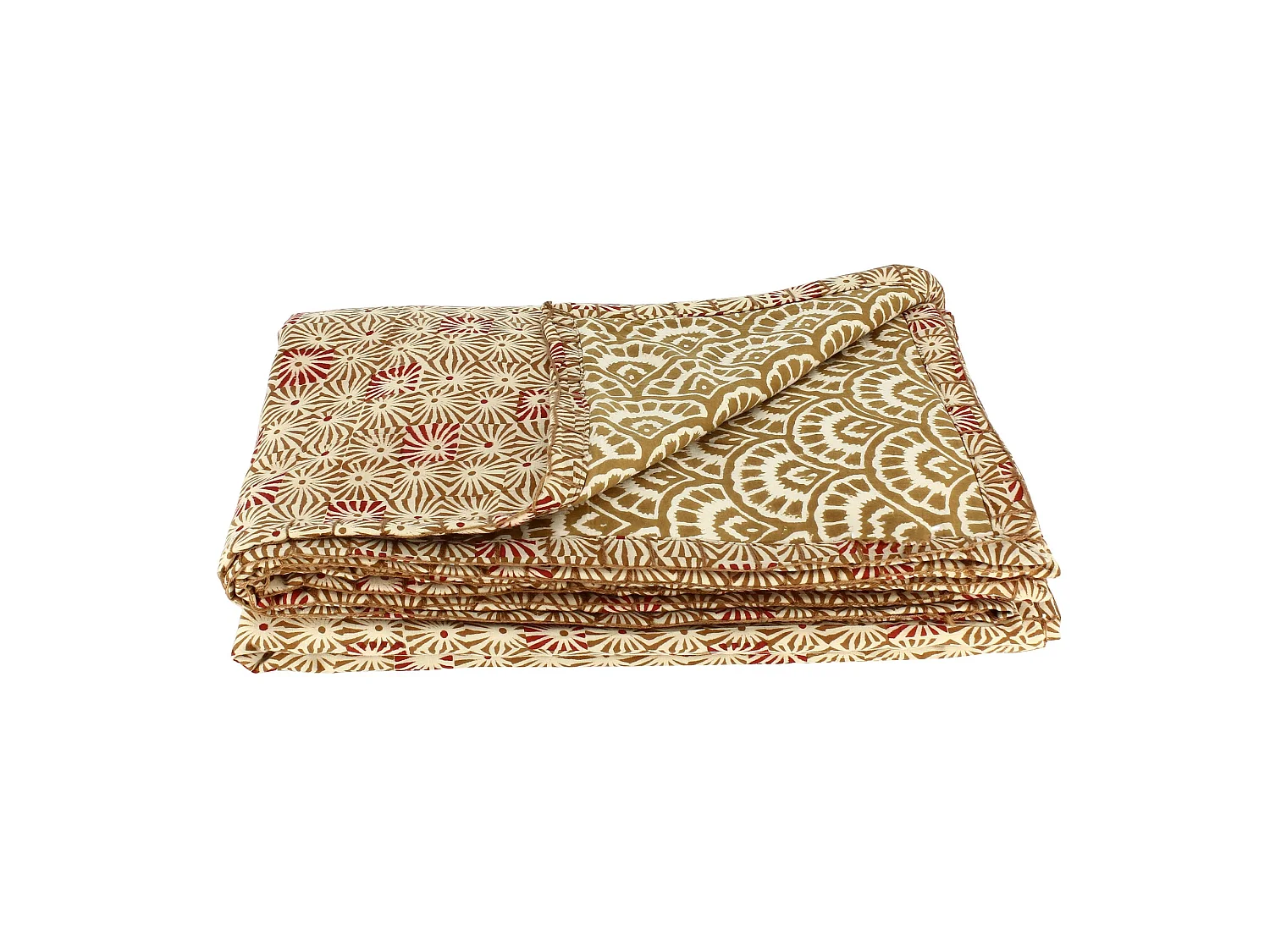 Now's Home - Courte Pointe En Coton Imprime Camel/brique 110x160cm Aswini