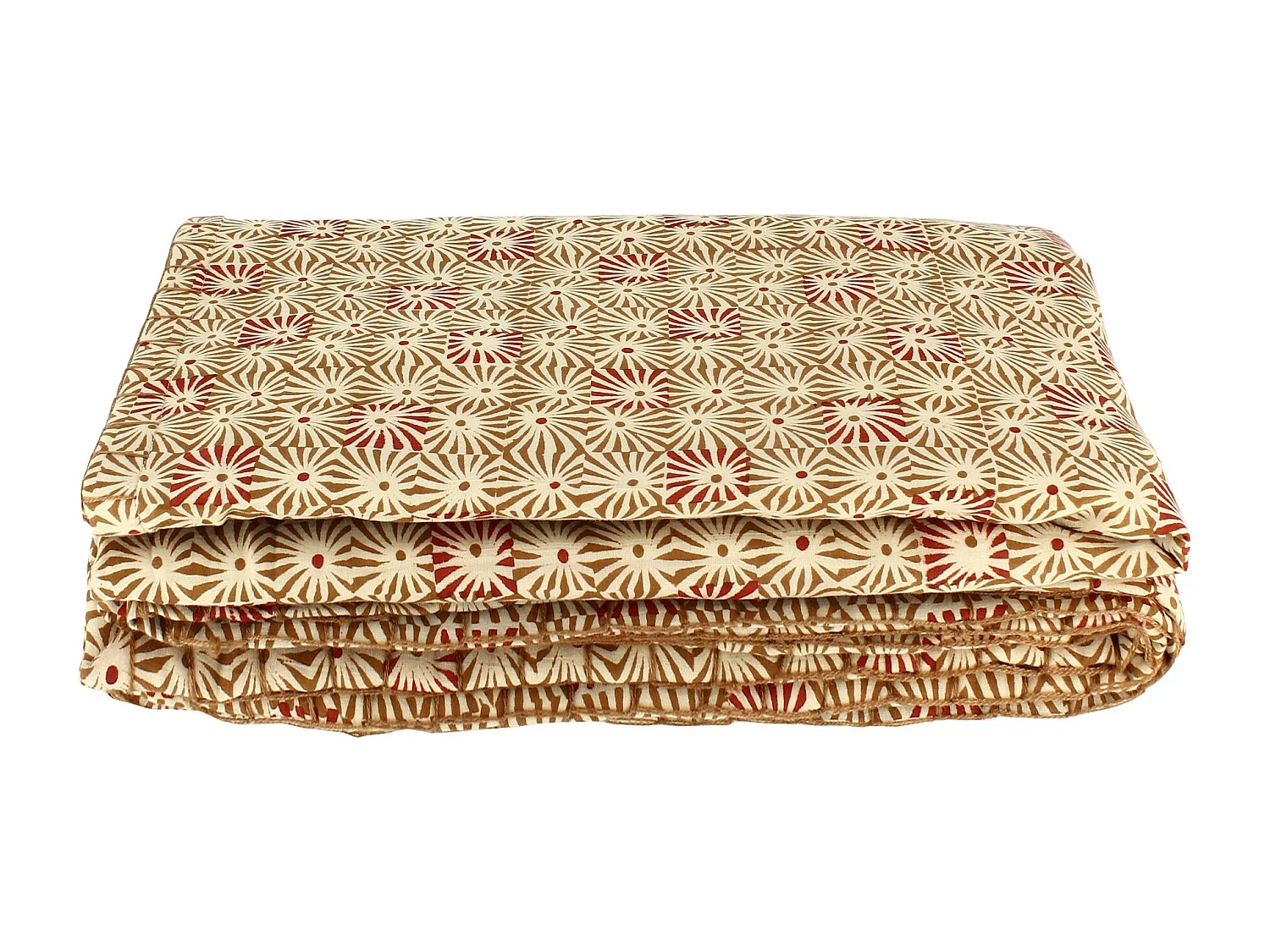 Now's Home - Courte Pointe En Coton Imprimé Camel/brique 110x160cm Aswini