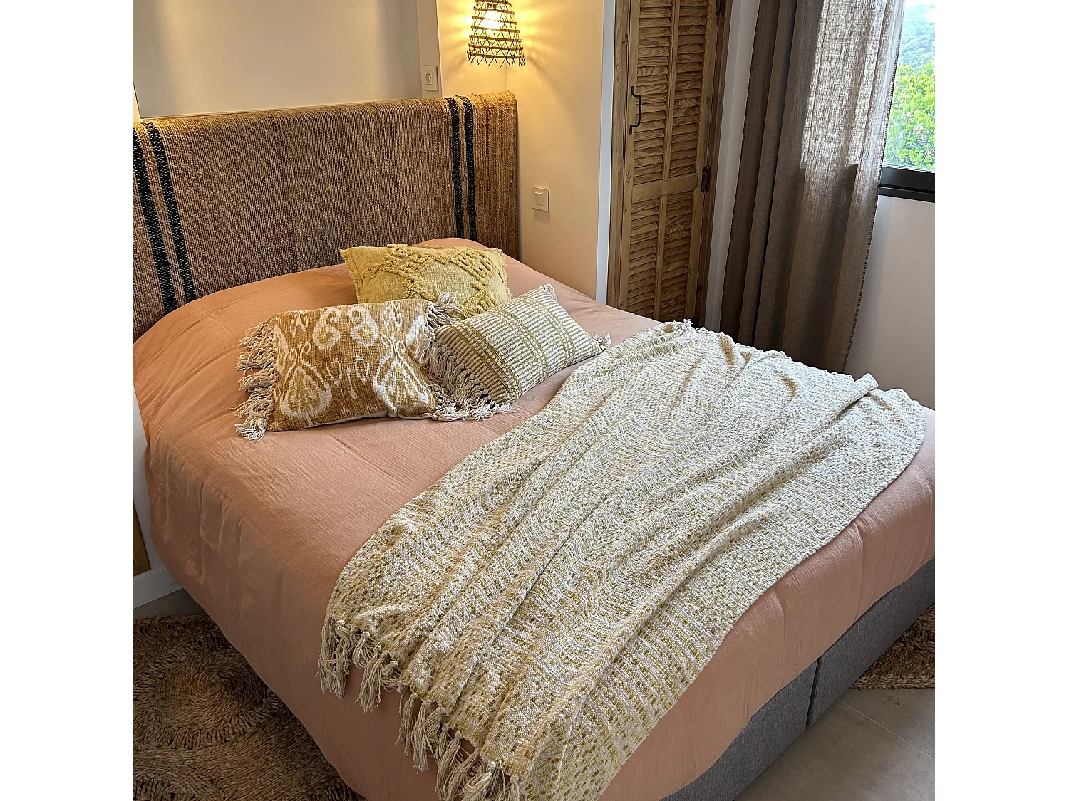 Now's Home - Plaid Frange En Coton Imprime Jaune Mimosa 140x250cm Recife