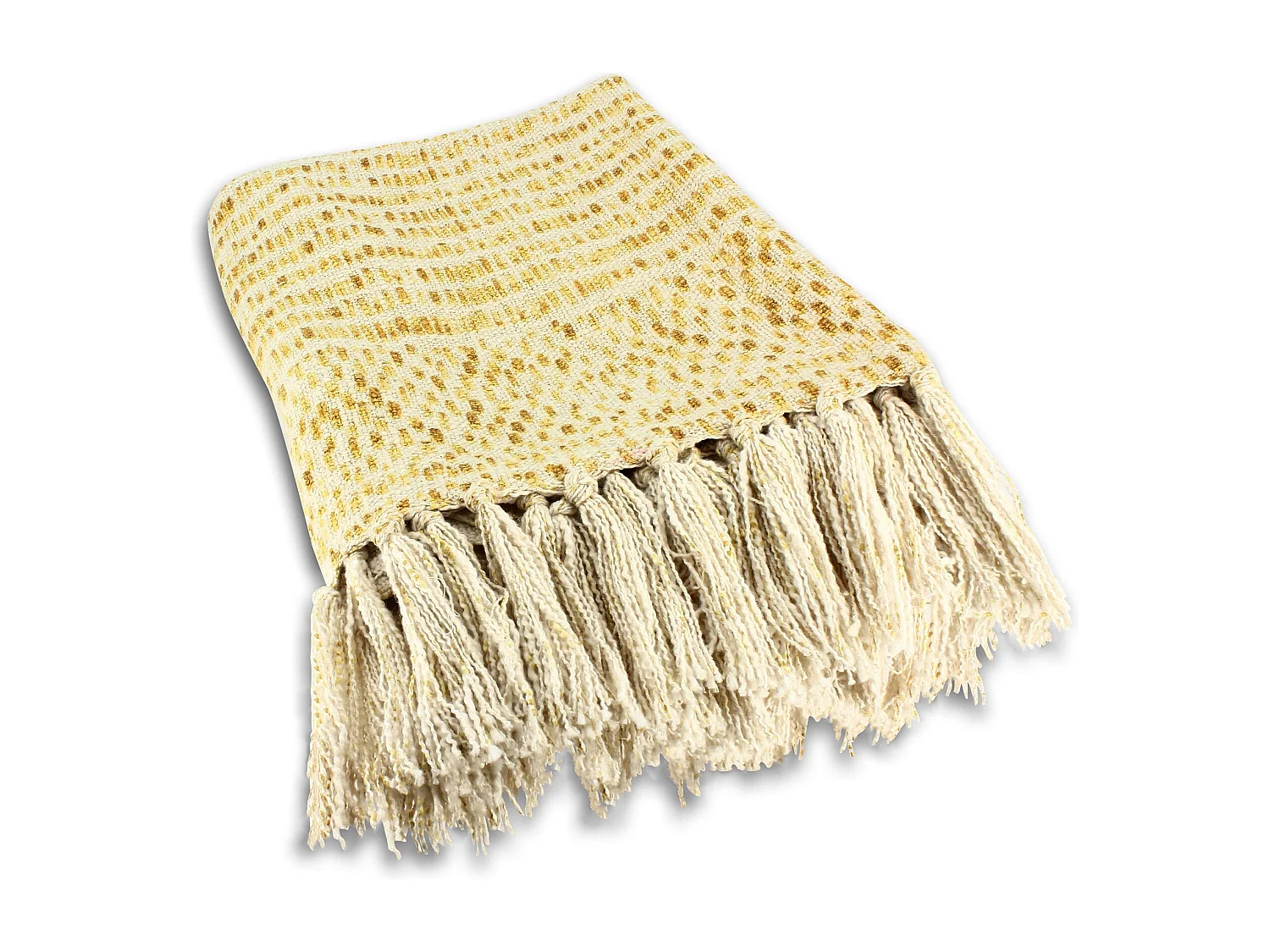 Now's Home - Plaid Frange En Coton Imprimé Jaune Mimosa 140x250cm Recife