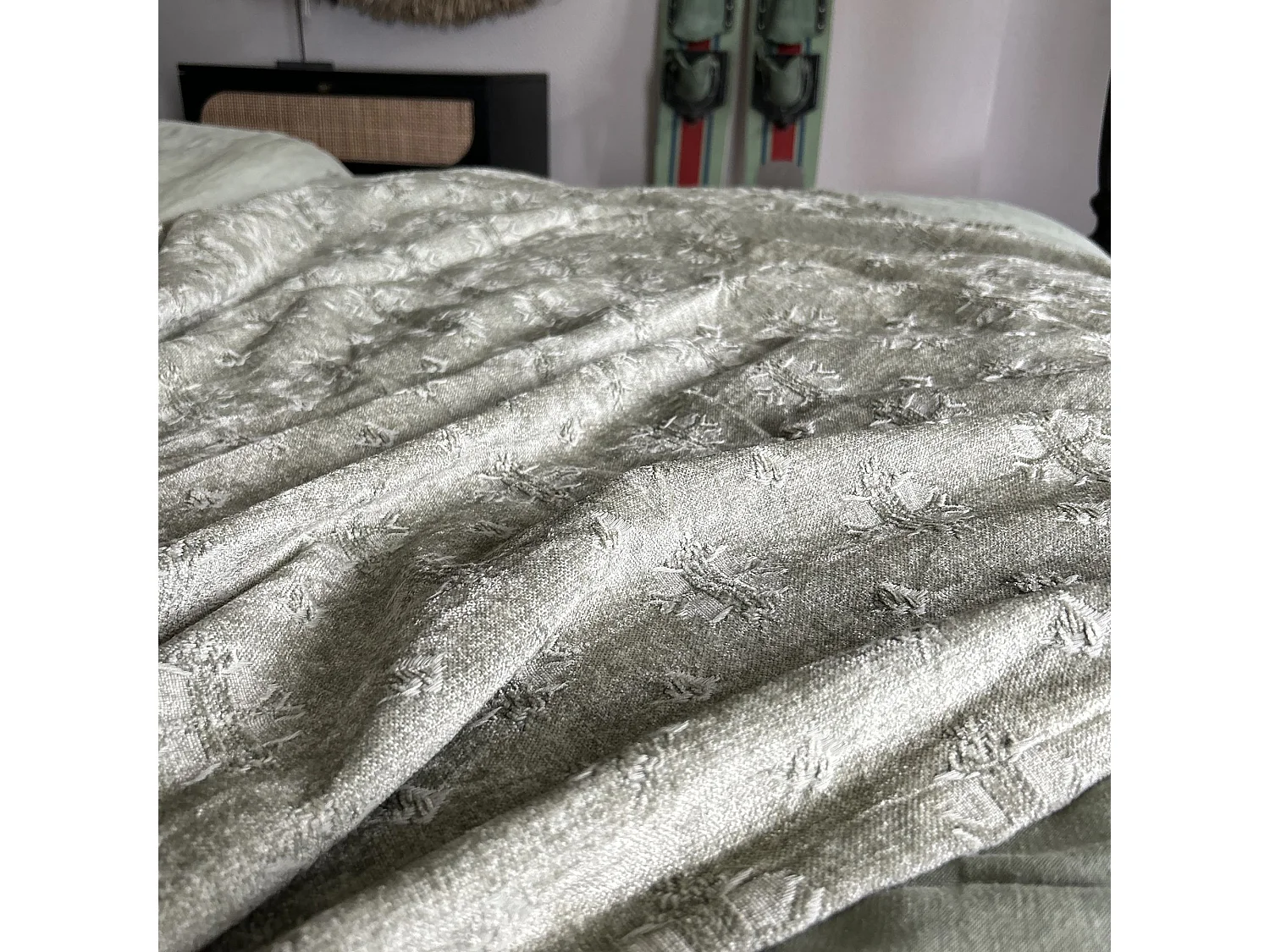 Now's Home - Courte Pointe En Kilim Tisse En Relief  Vert 140x220cm Byzance