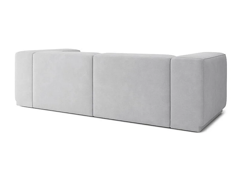 Canapé droit SACHA fixe tissu gris clair 4 places