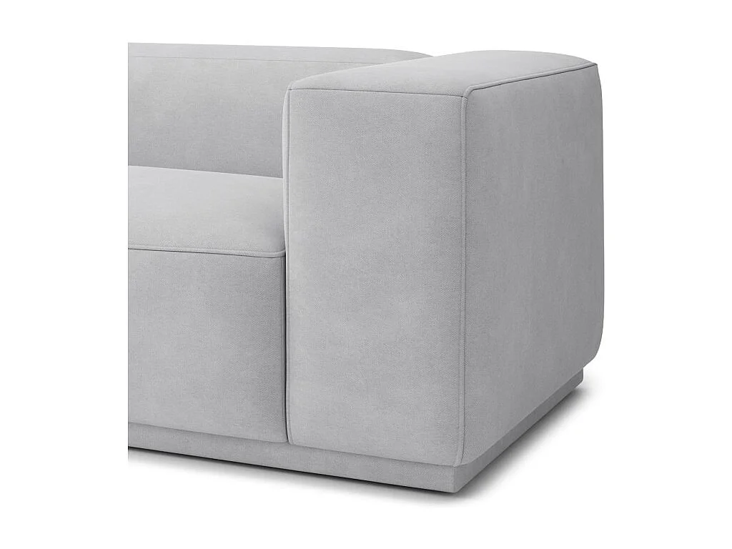 Canapé droit SACHA fixe tissu gris clair 4 places