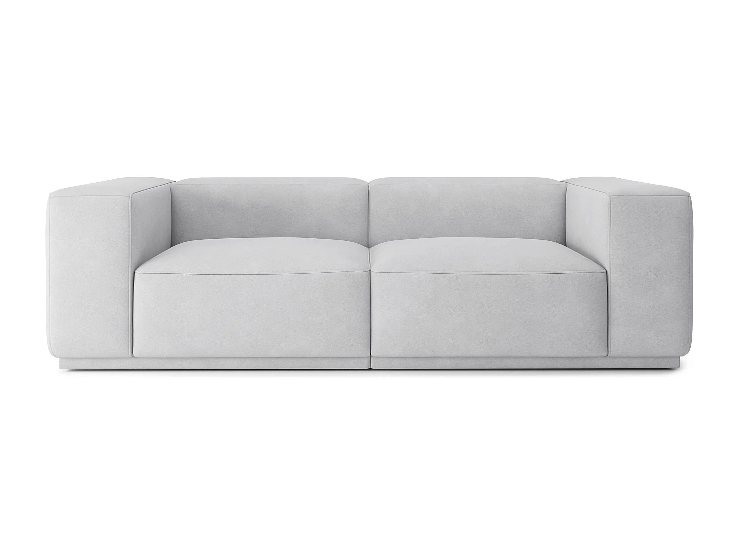 Canapé droit SACHA fixe tissu gris clair 4 places