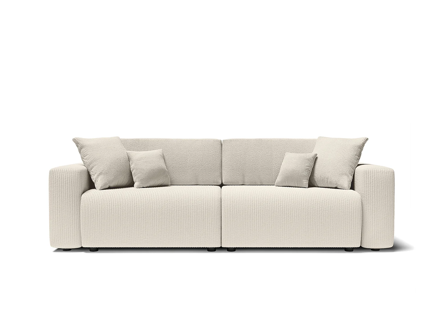 Canapé droit LEO convertible velours côtelé beige 3 places