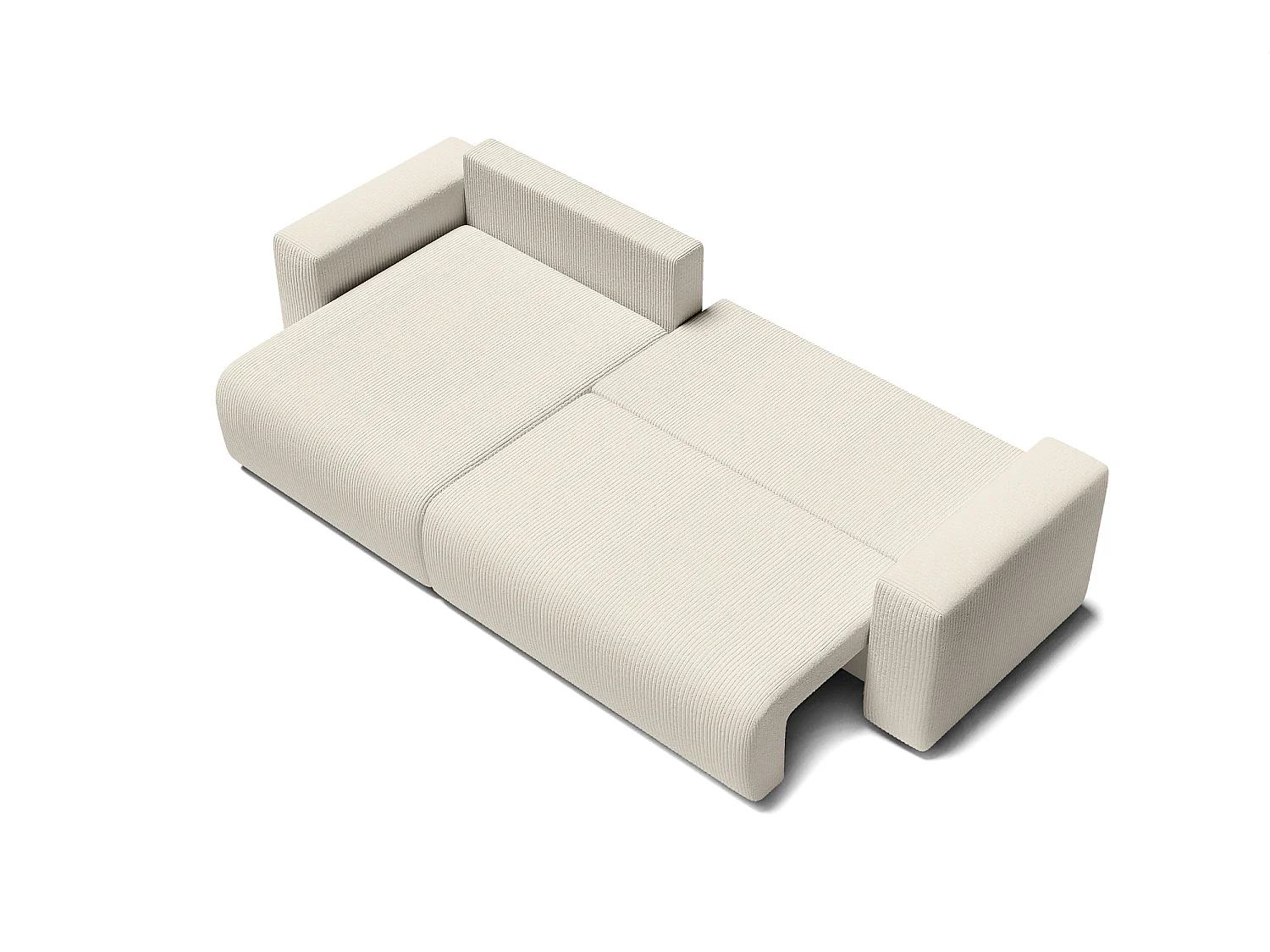 Canapé d'angle XL LEO convertible velours côtelé beige 5 places