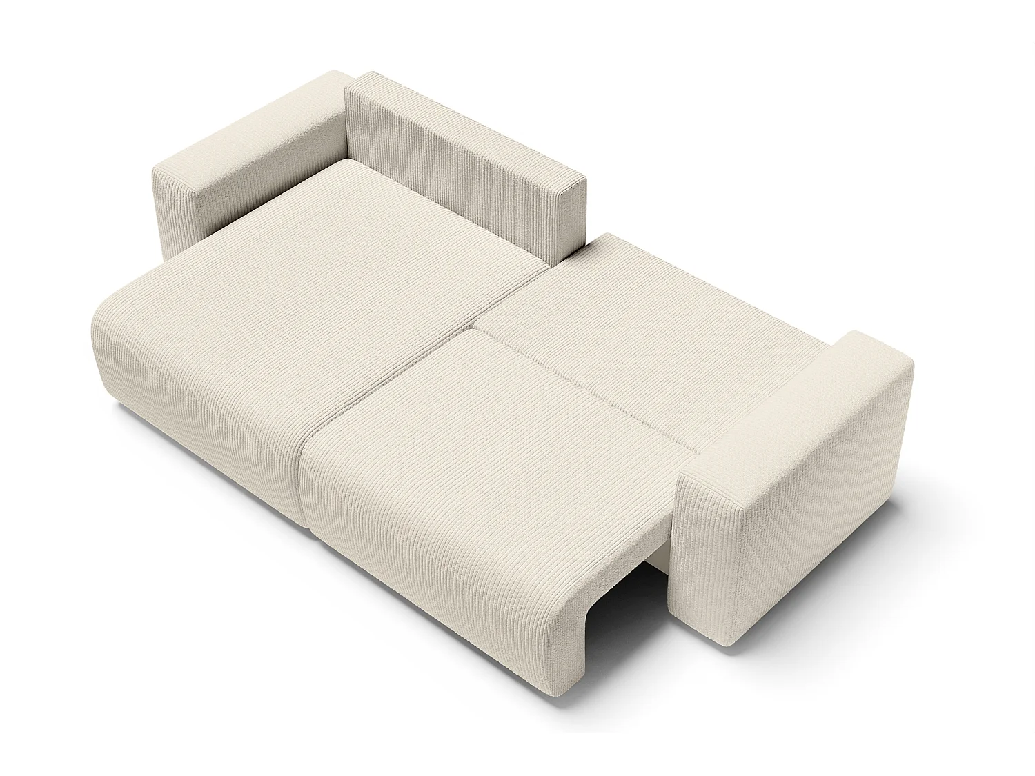 Canapé d'angle LEO convertible velours côtelé beige 4 places