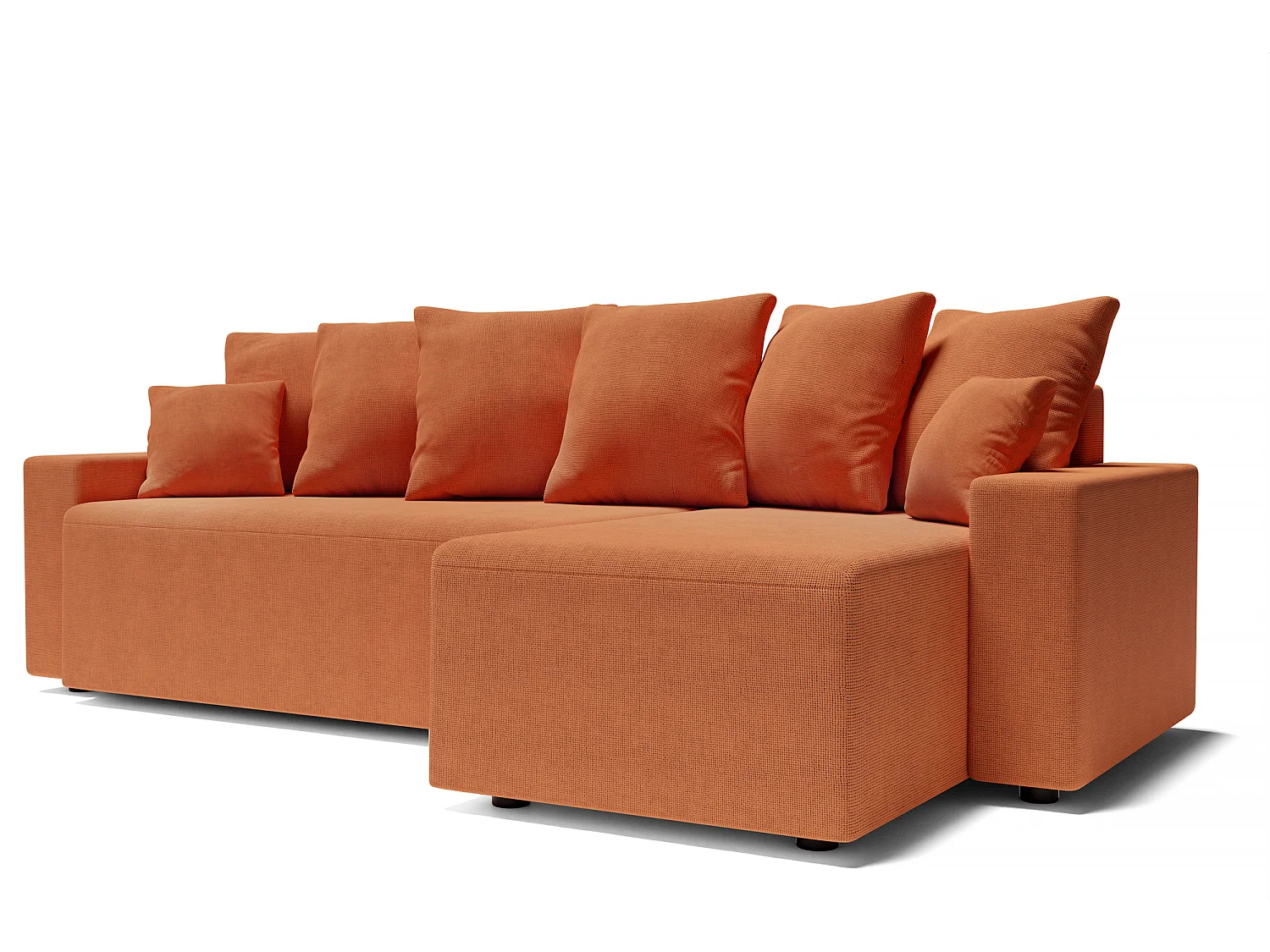 Canapé d'angle ALMA convertible tissu rouille 4 places