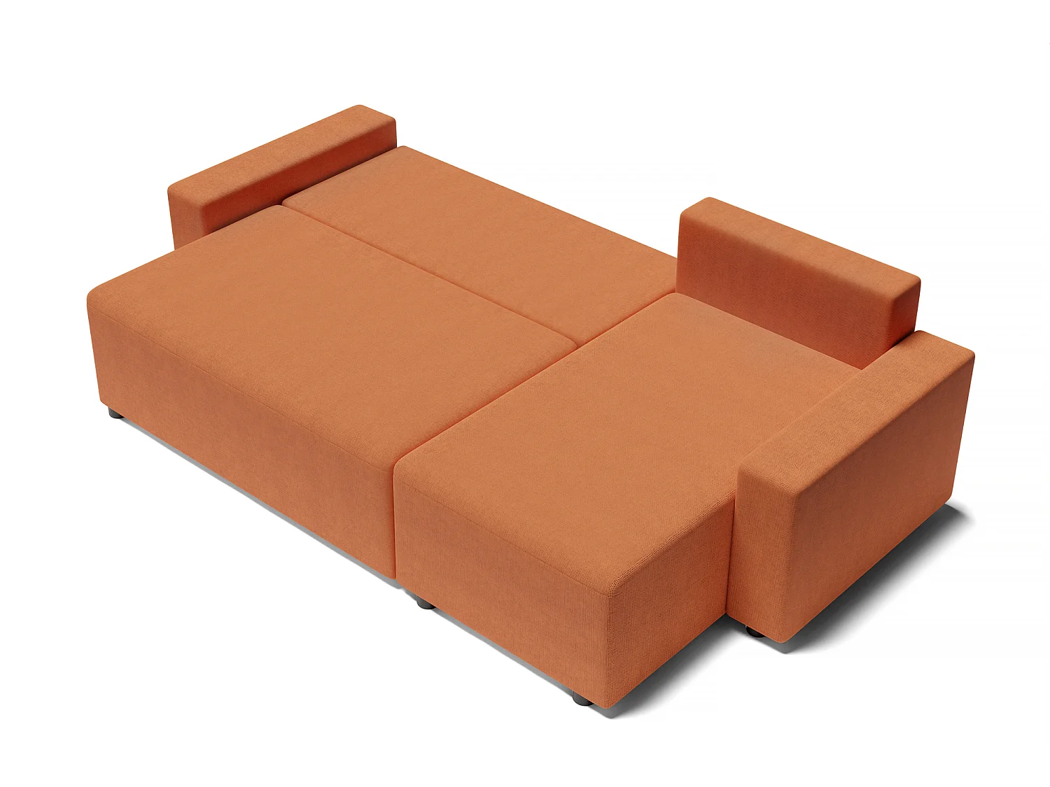 Canapé d'angle ALMA convertible tissu rouille 4 places