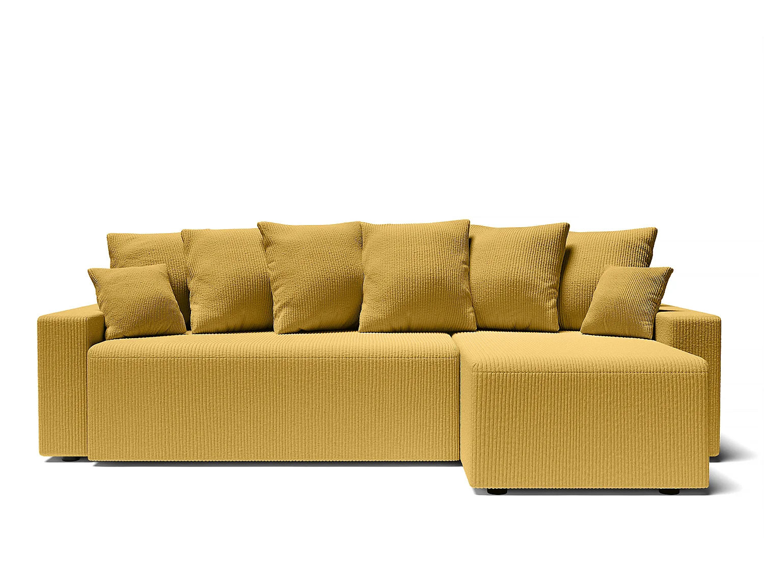 Canapé d'angle ALMA convertible velours côtelé jaune 4 places