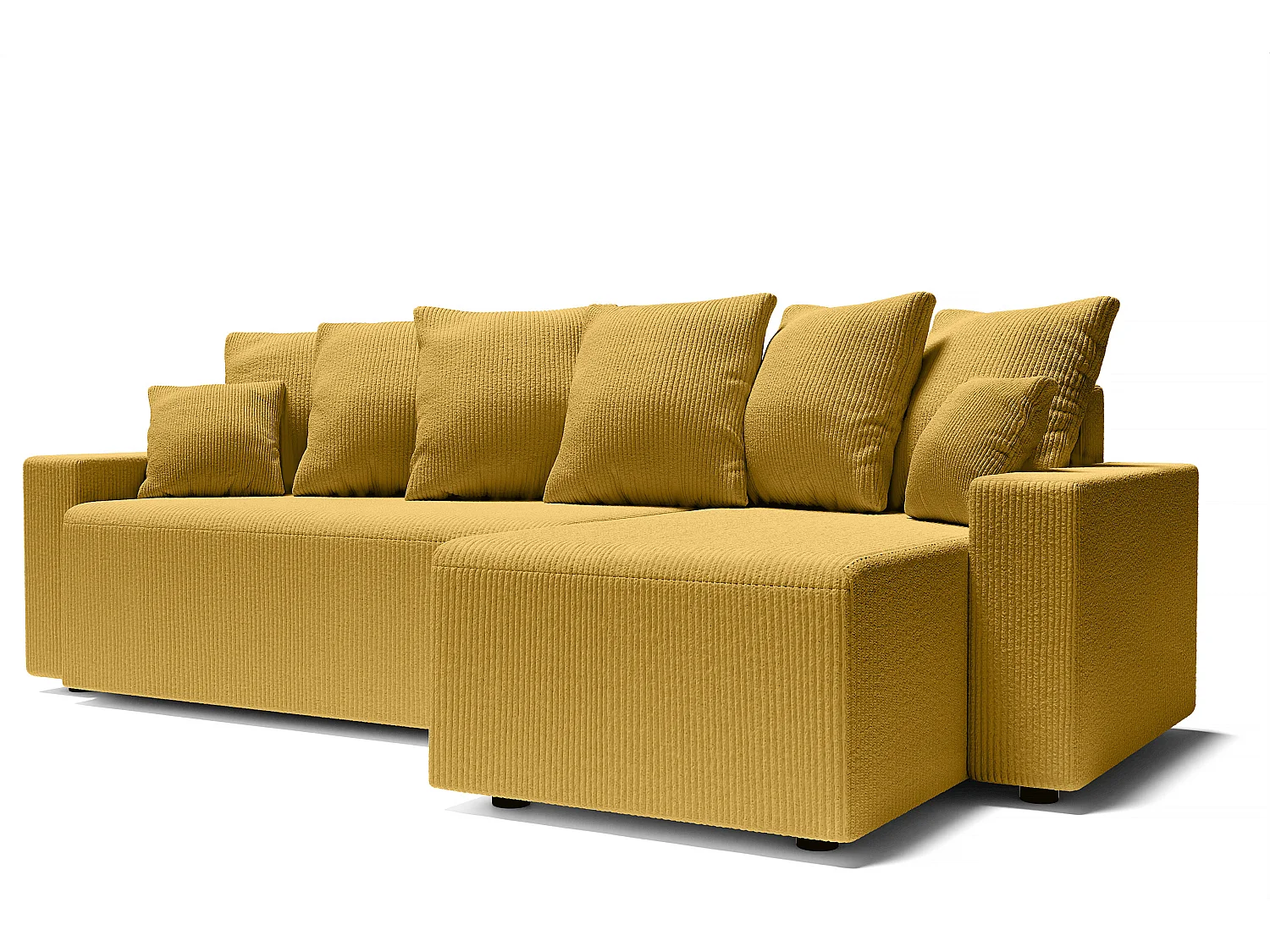 Canapé d'angle ALMA convertible velours côtelé jaune 4 places